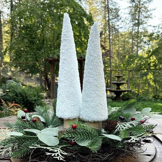 17 Inch Plush Cone Tree Decor, Set of Two