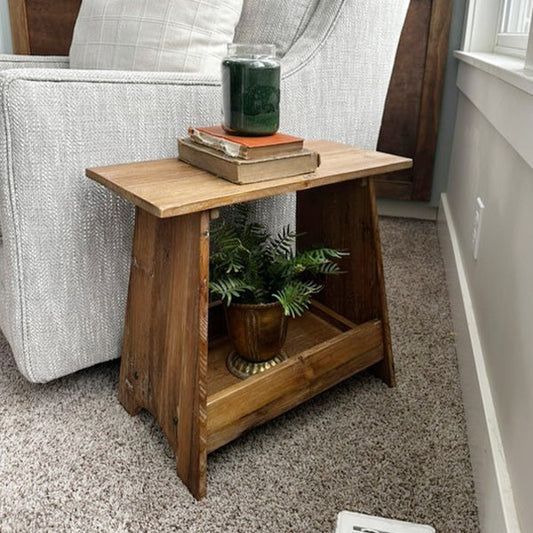 18 Inch Reclaimed Wood Shelf Side Table