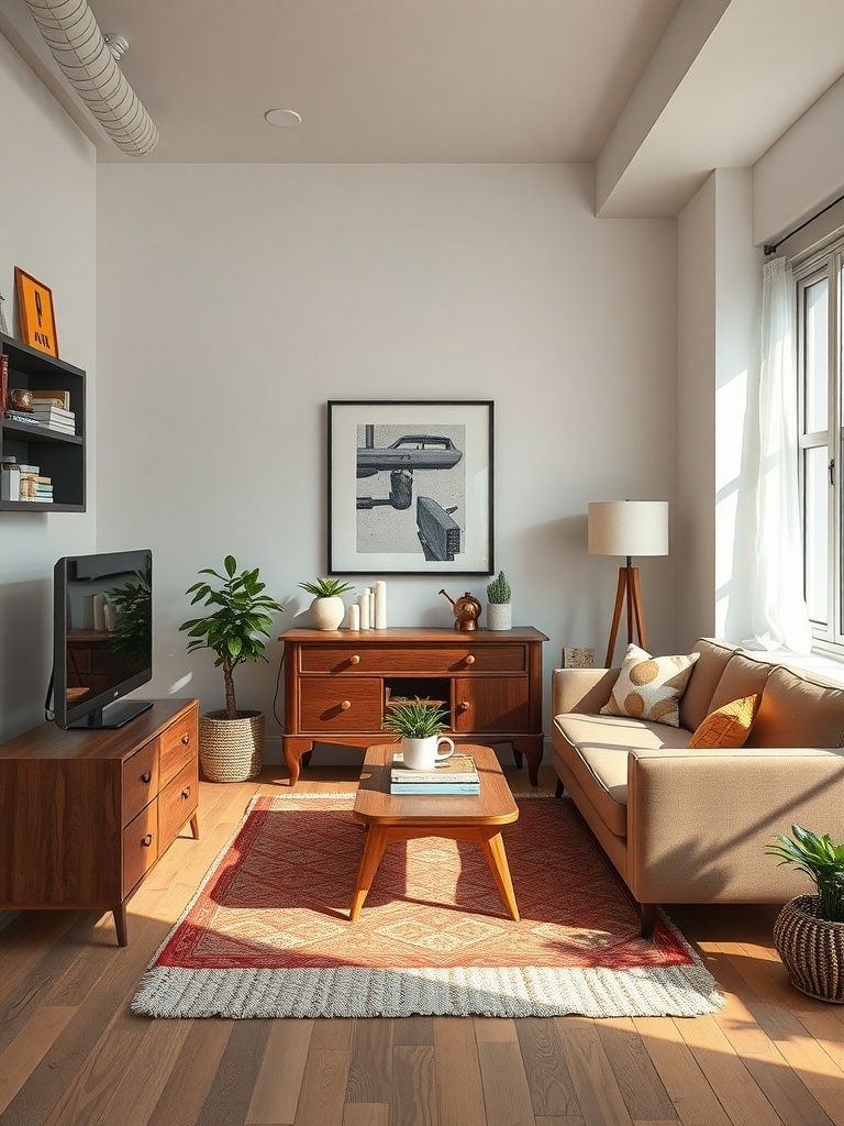 Cozy living room with vintage furniture and decor
