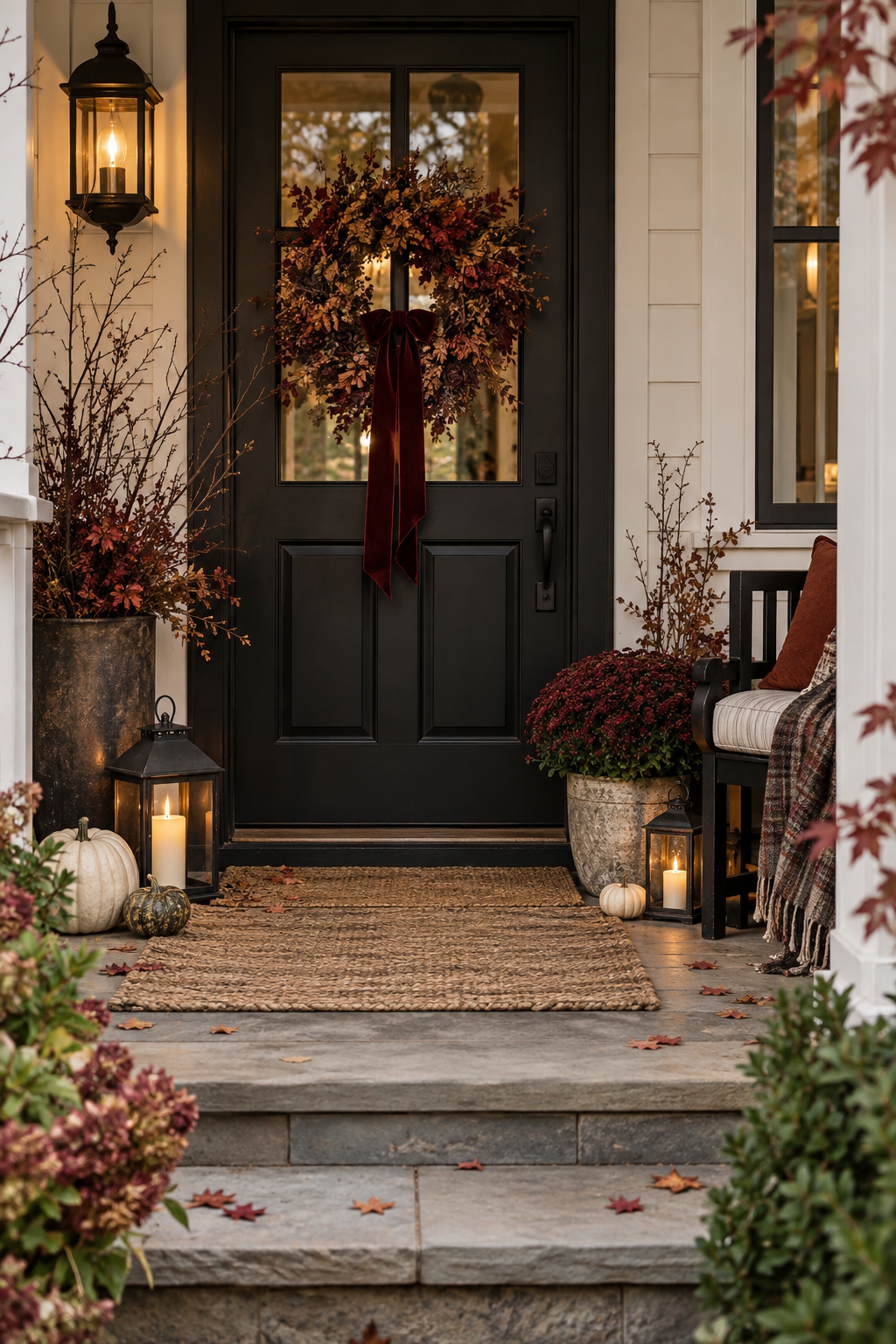 Tiny apartment porch with vertical Halloween decor