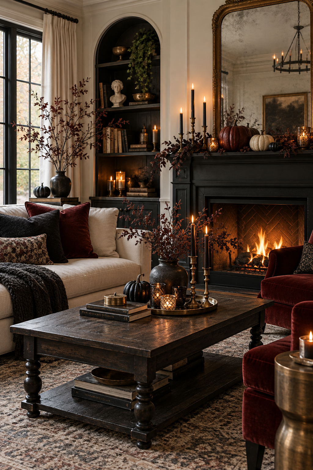 Elegant Halloween dining room tablescape