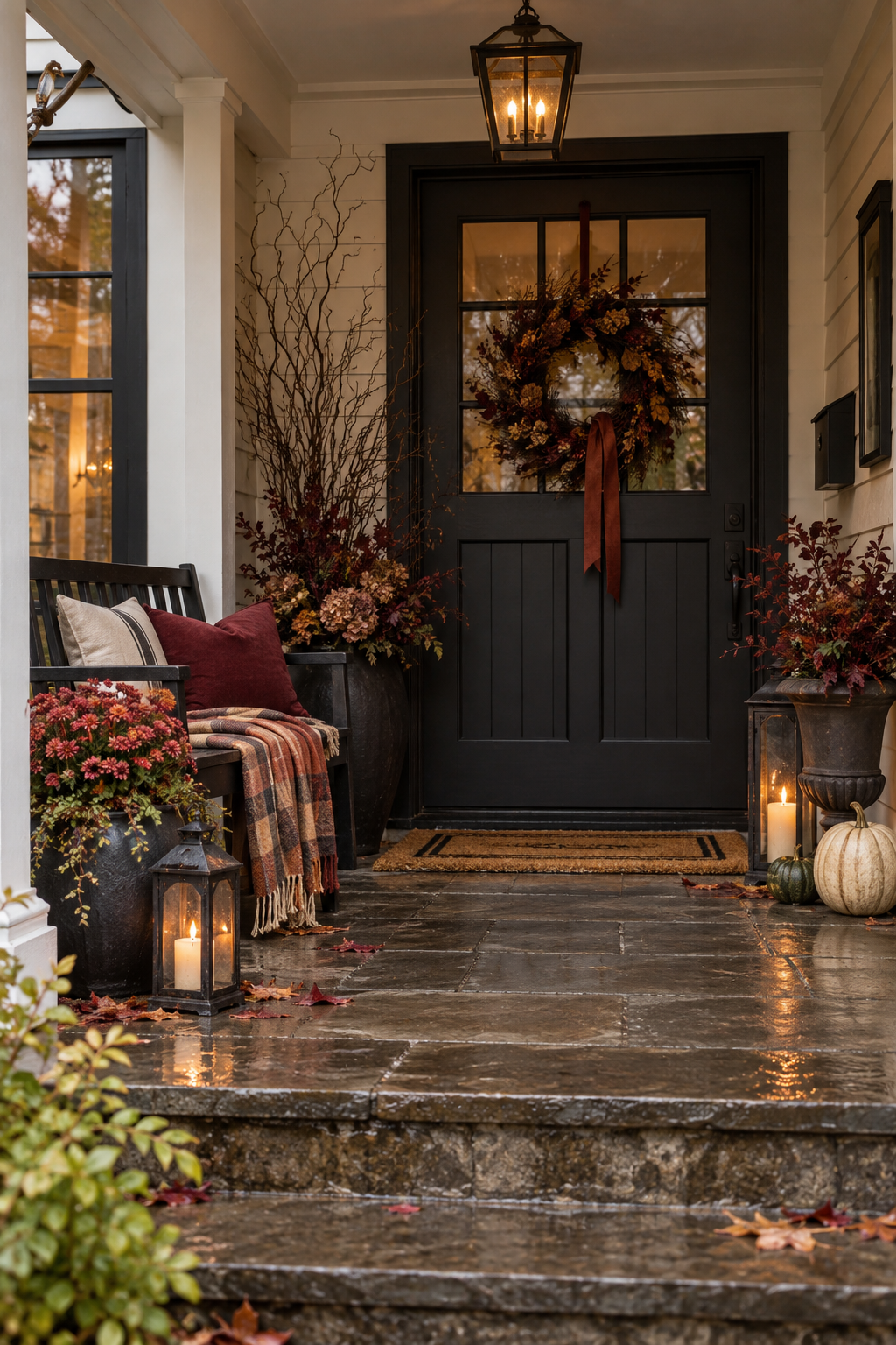 Budget Halloween porch with thrifted lanterns
