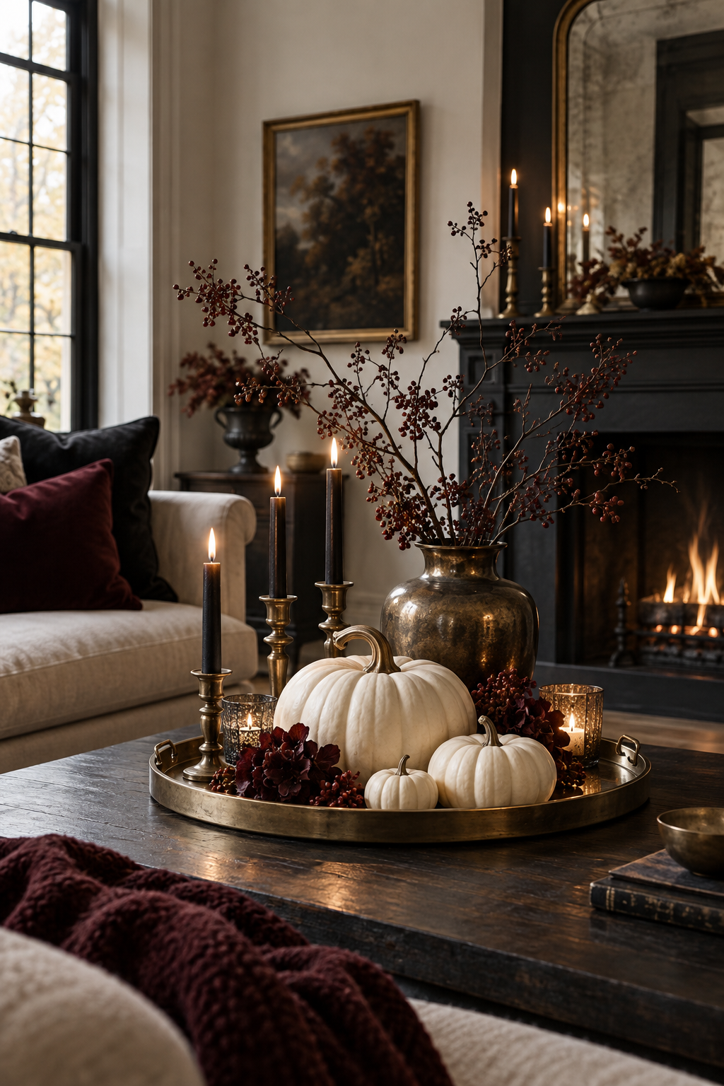Dark academia Halloween reading nook