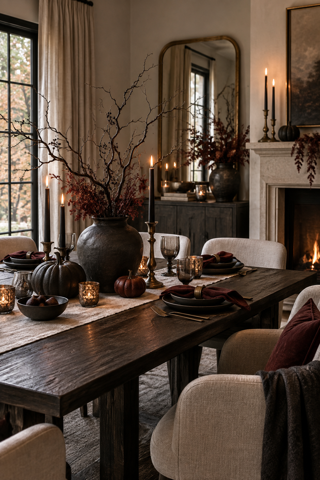 Smoked glass Halloween coffee table decor