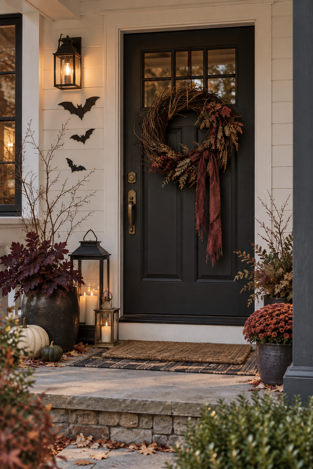 Black and cream small Halloween porch