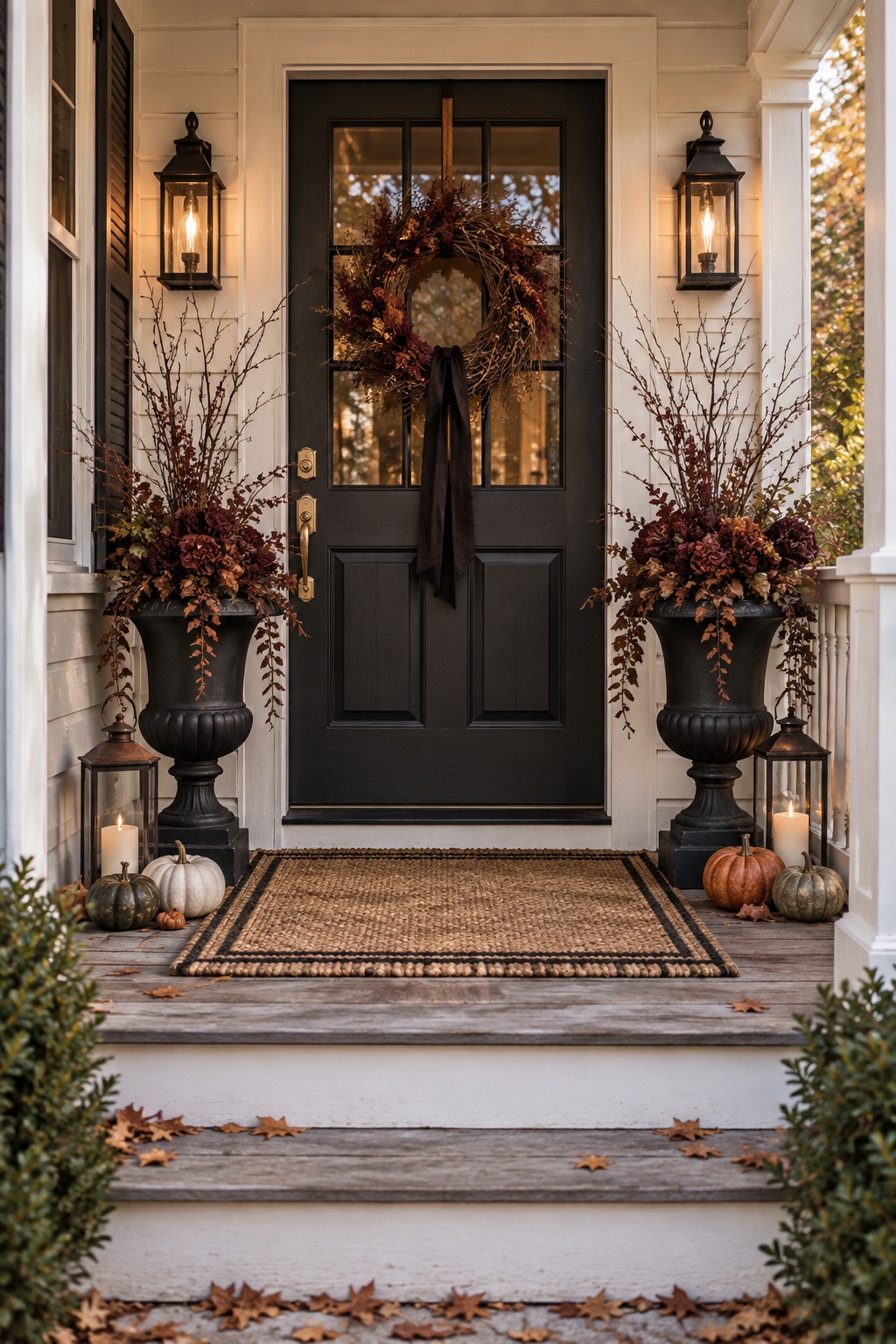 Halloween porch without pumpkins