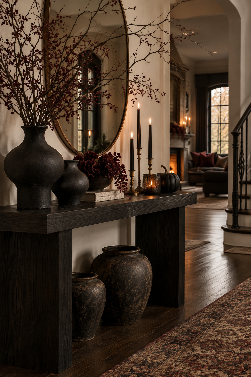 Elegant Halloween balcony with lanterns