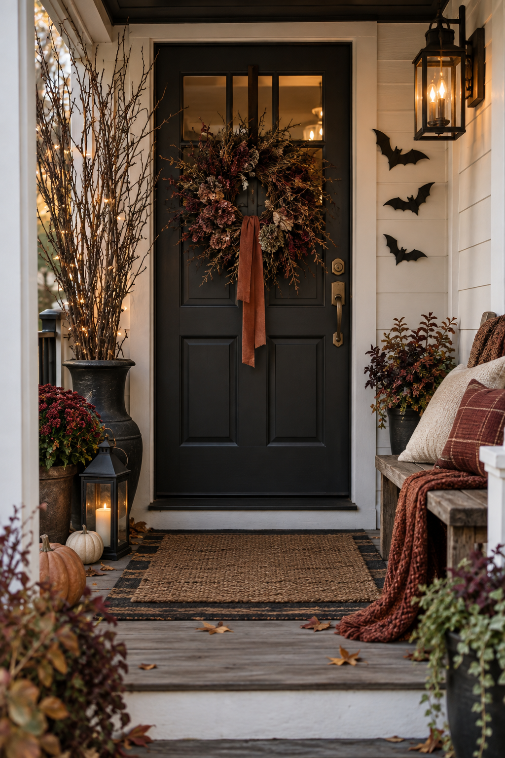 Last minute small porch Halloween setup