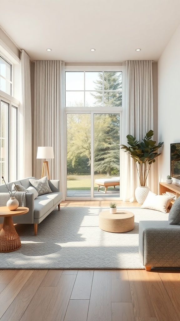 Bright and airy small living room with large windows and natural light.