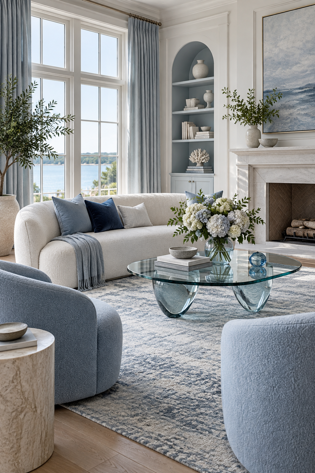 Cool Blue create a confident living room