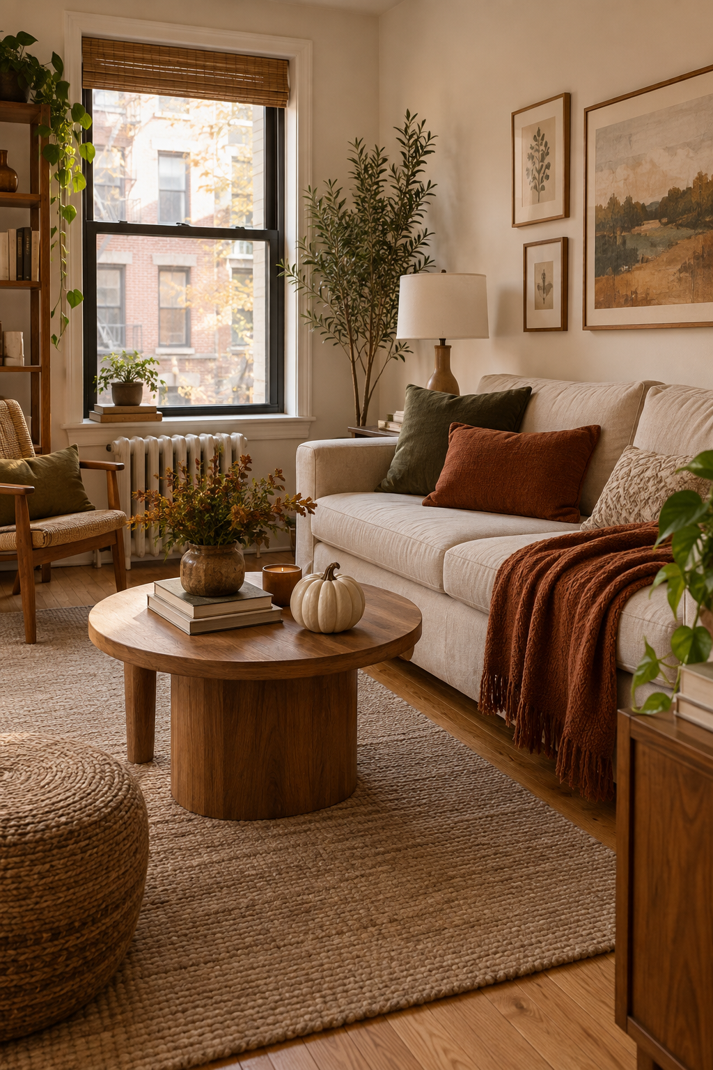 Cozy fall apartment with warm small-space styling