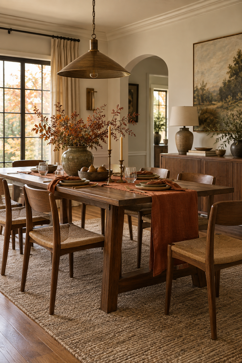 Warm and inviting cozy fall dining room