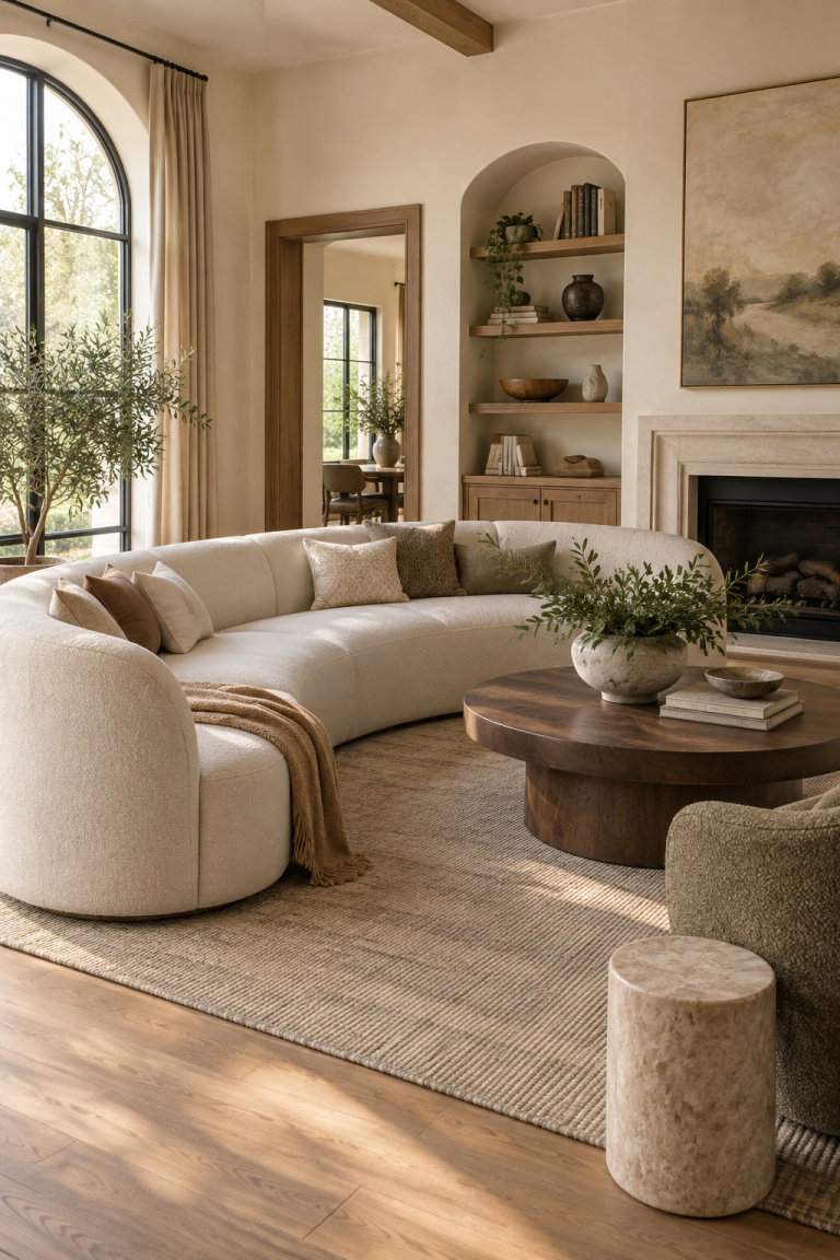 Anchor the Living Room with a Curved Sofa