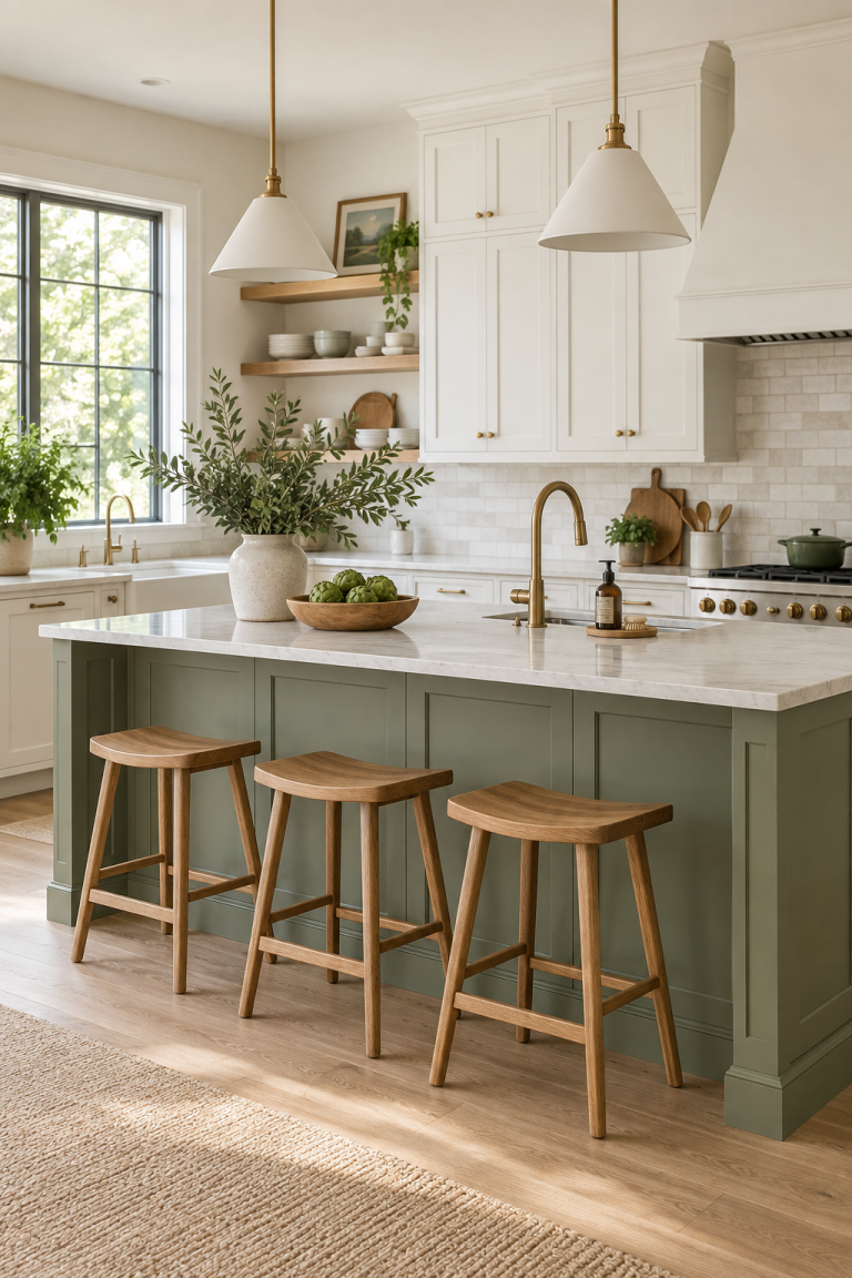 Paint the Kitchen Island Sage Green