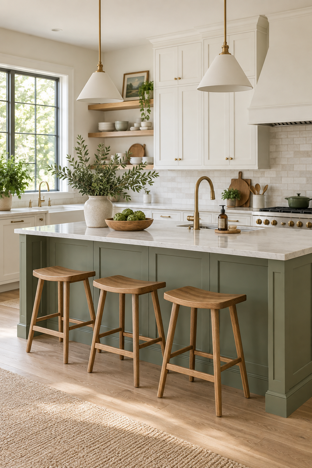 Paint the Kitchen Island Sage Green