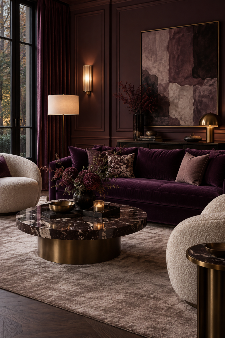 Plum Noir create a confident living room