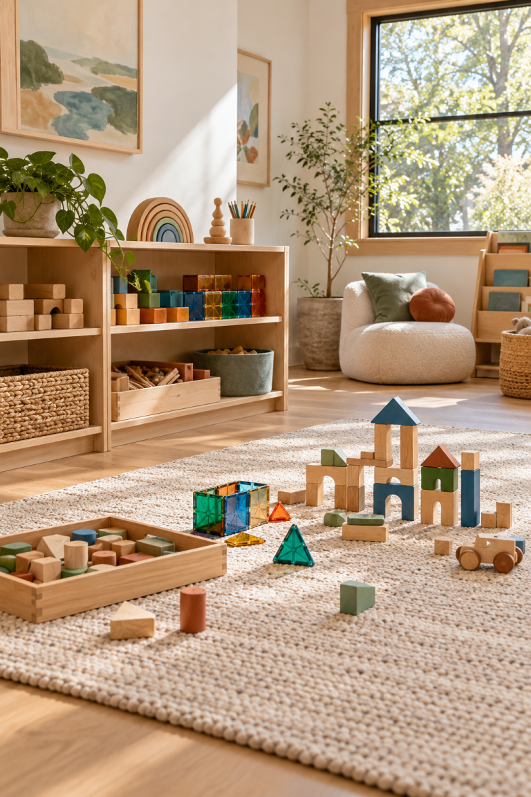 Create an Open-Ended Building Zone in a stylish screen-free playroom