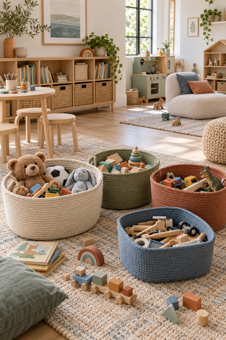 Sort Toys by How Children Actually Play in a stylish organized playroom