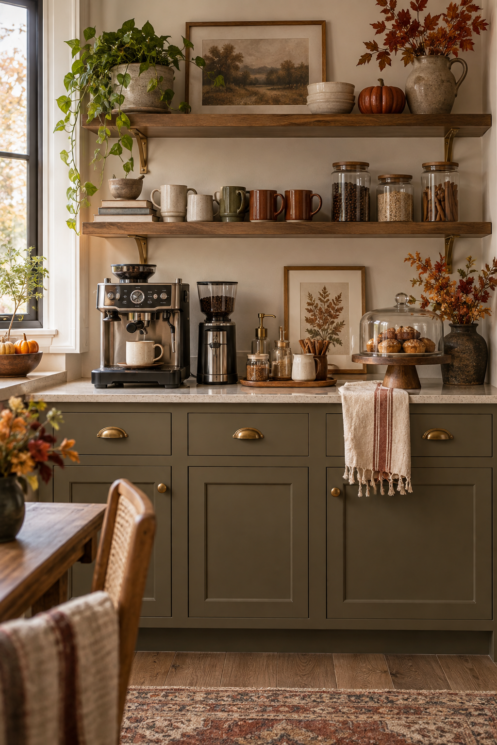 Warm neutral fall coffee station palette