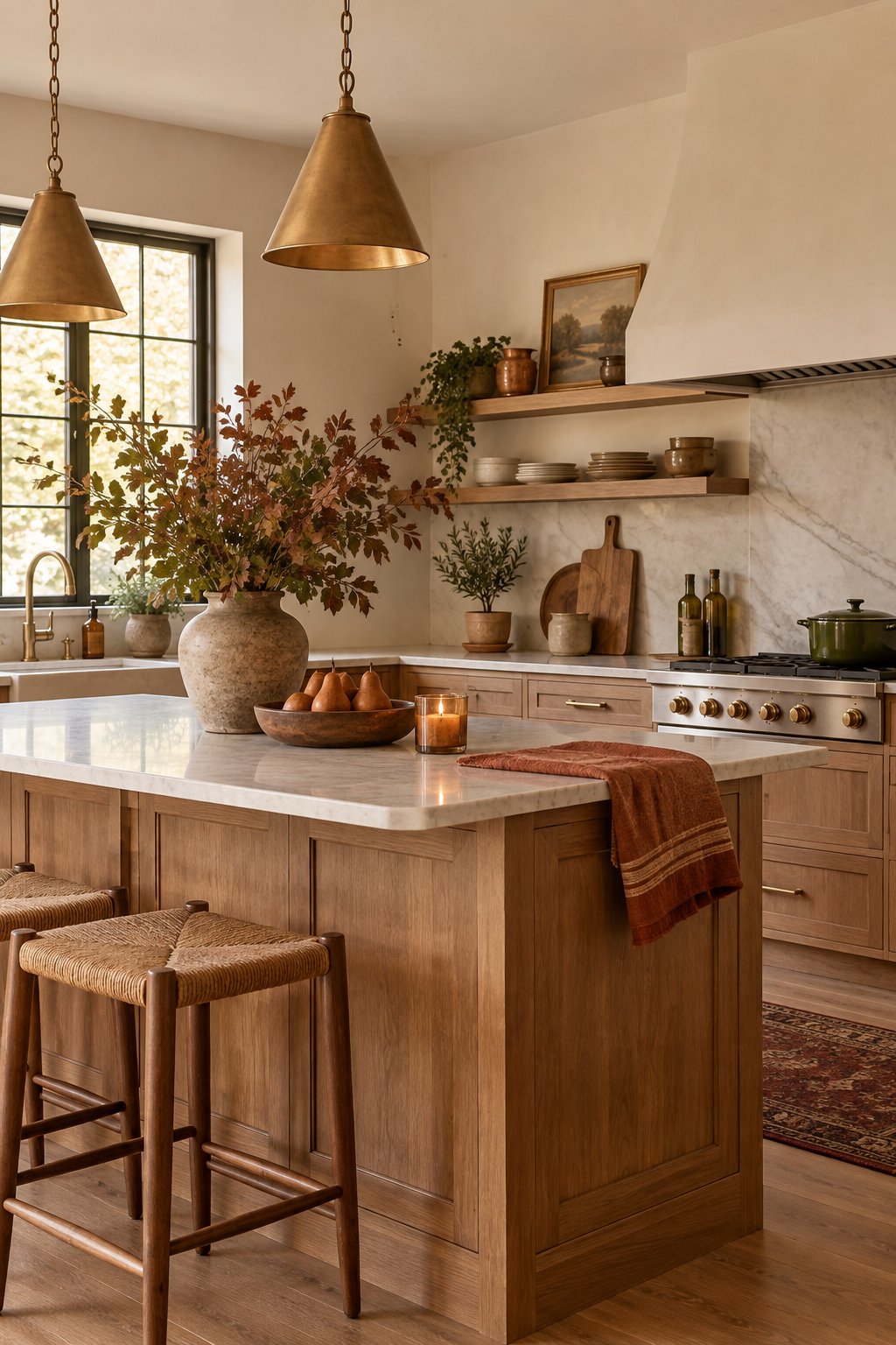 Warm neutral fall kitchen palette