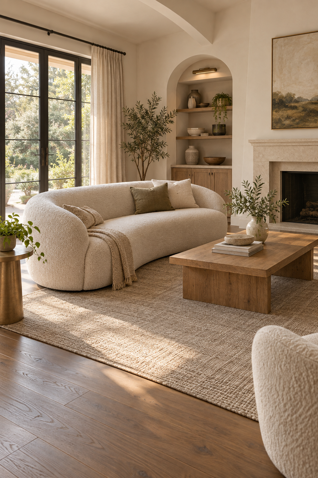 Pair a Rounded Sofa with a Rectangular Rug
