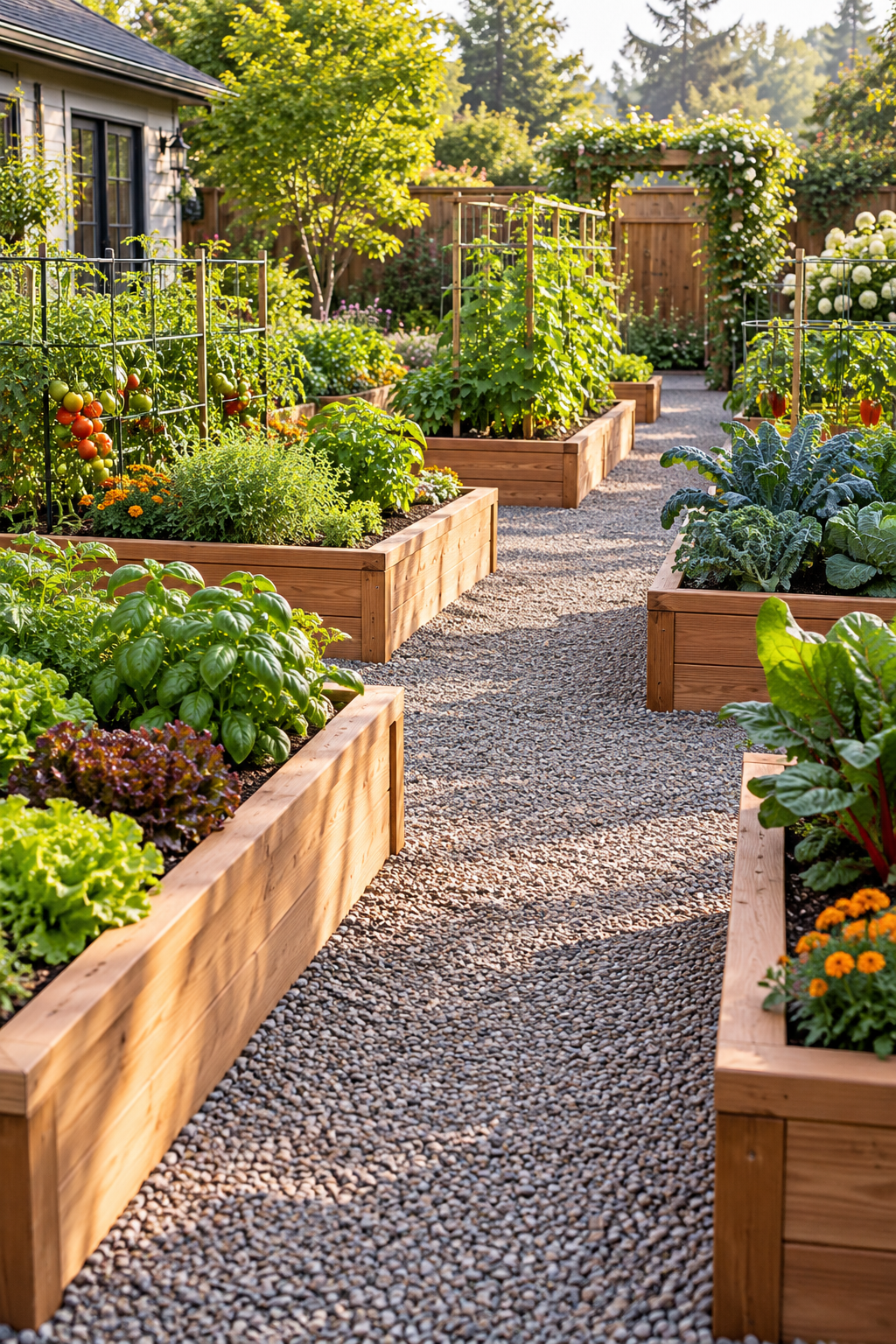 Plan Wide Paths Before Building Beds in a small backyard garden