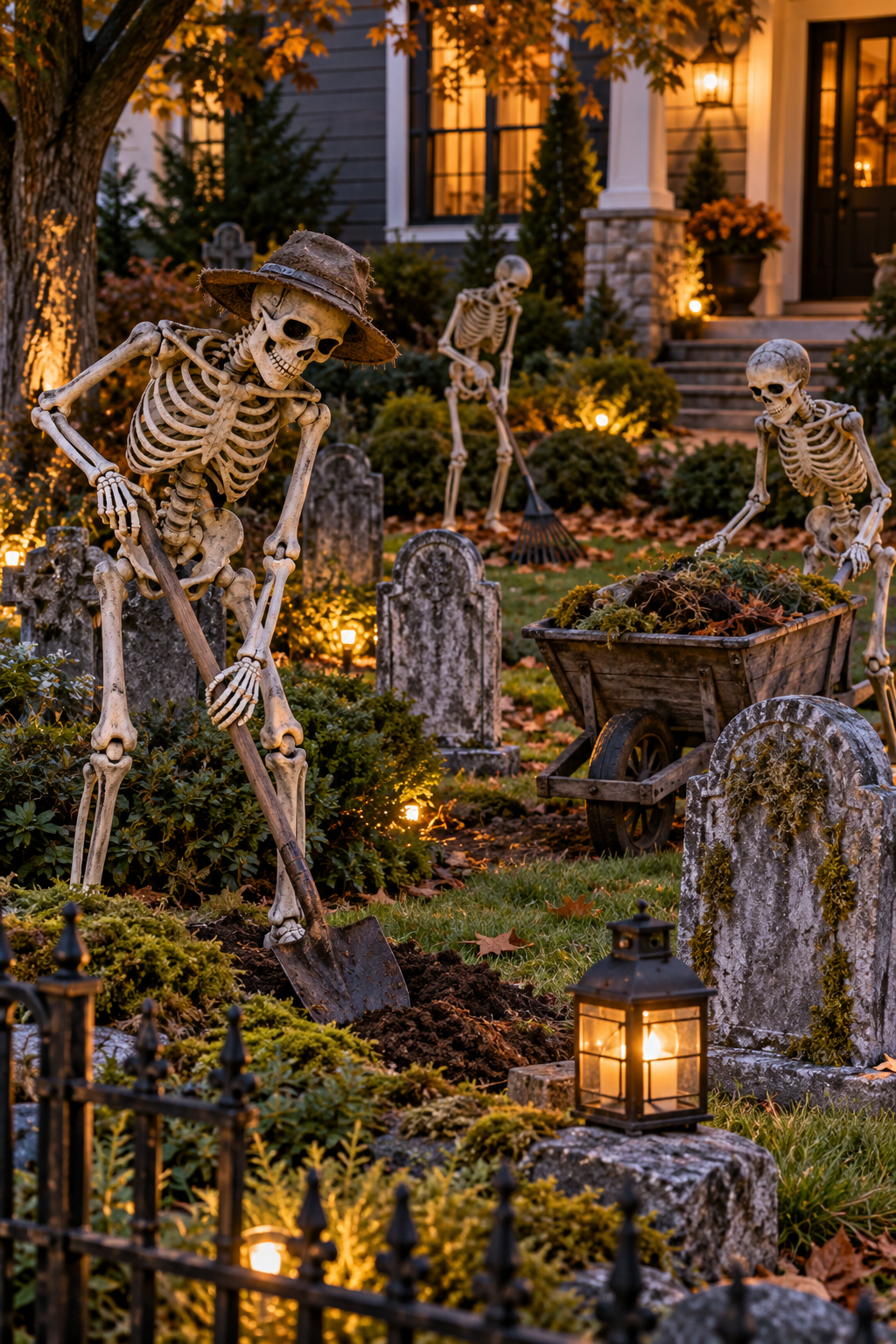 Build a Graveyard Groundskeeping Crew styled as skeleton yard display ideas