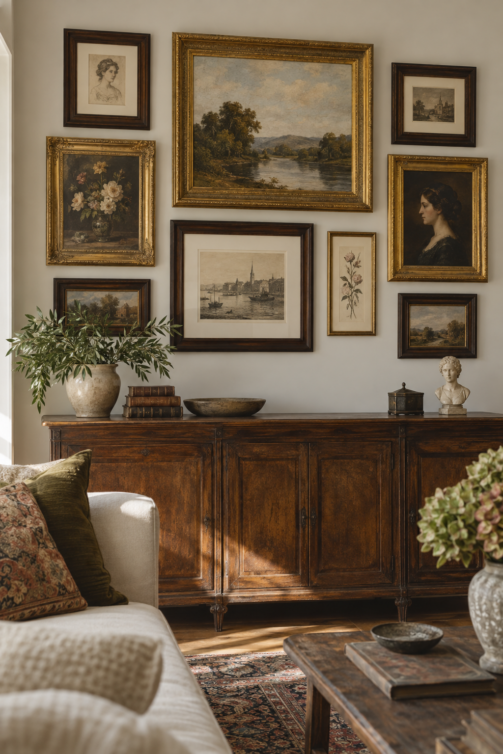 Mix Gilt and Dark Wood Frames