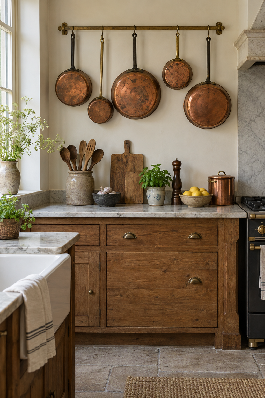 Hang Antique Copper Pans