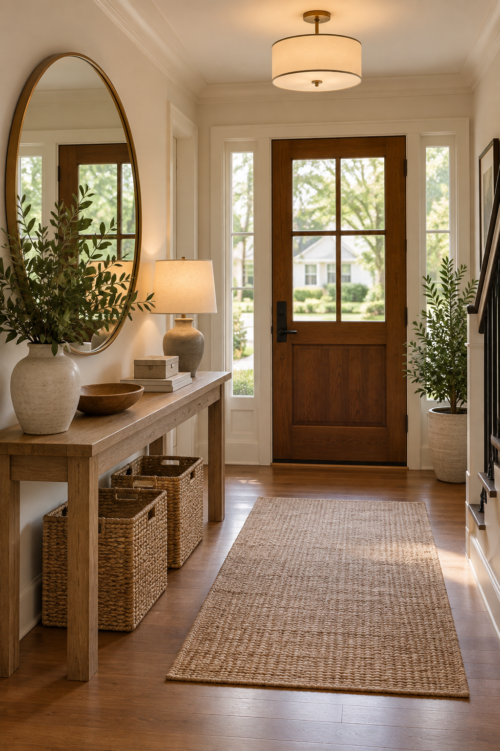 Use a Round Mirror to Soften the Space