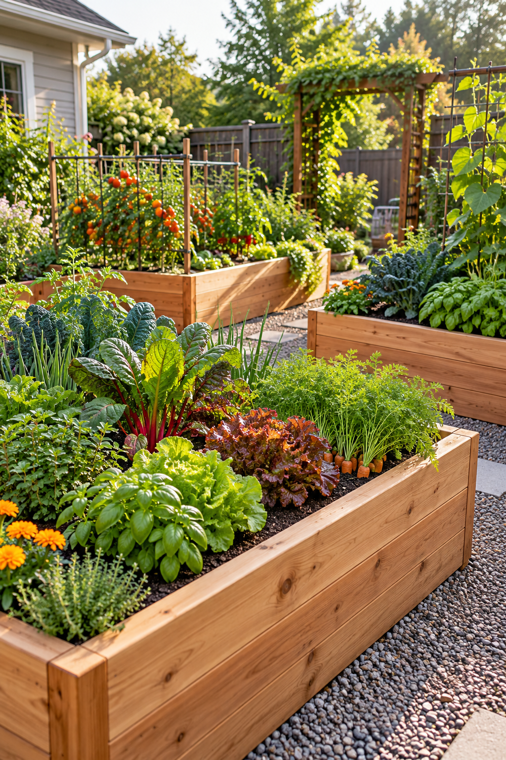 Build Cedar Raised Beds for Easy Reach in a small backyard garden