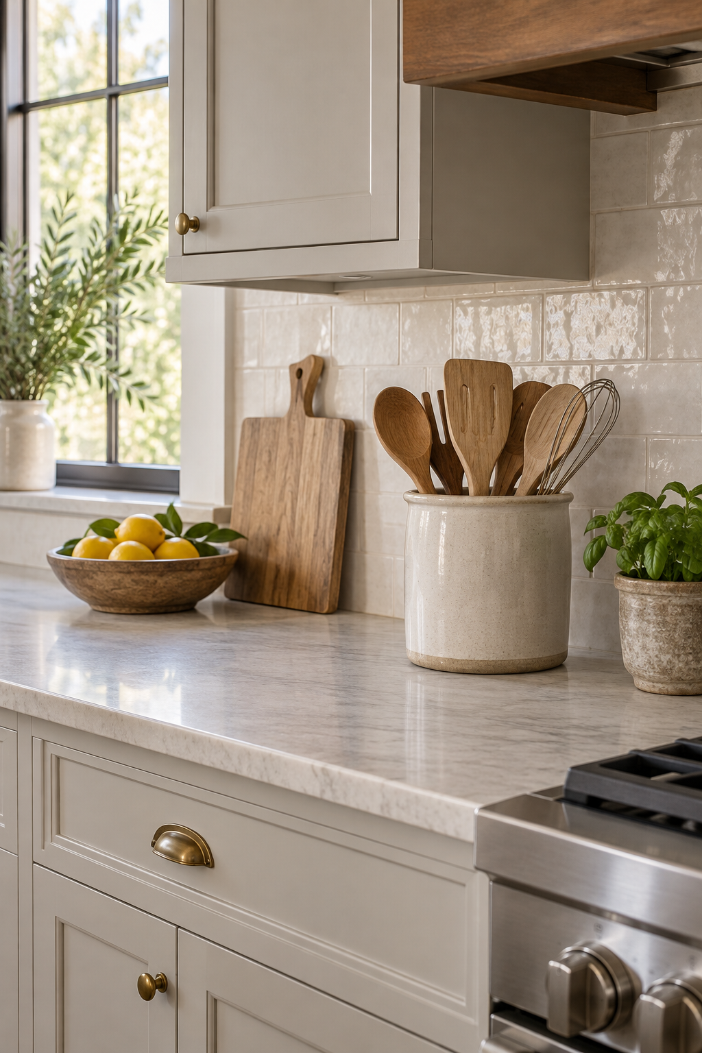 Use One Stoneware Crock for Utensils