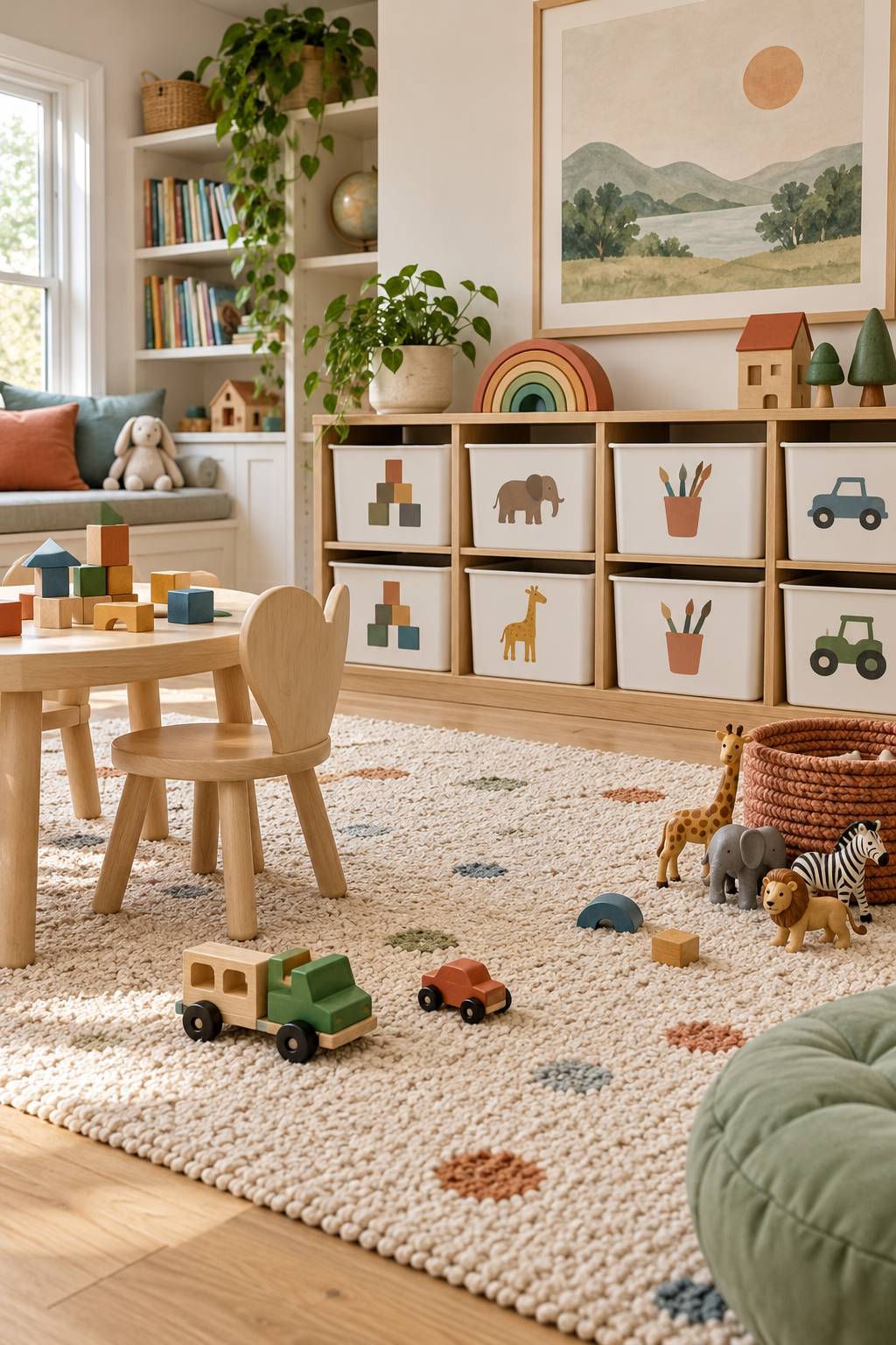 Use Picture Labels for Pre-Readers in a stylish organized playroom