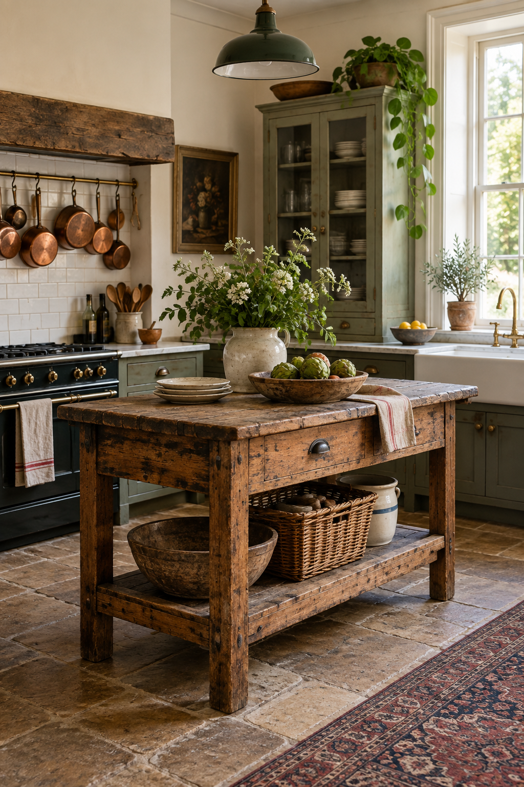 Add a Vintage Worktable as an Island