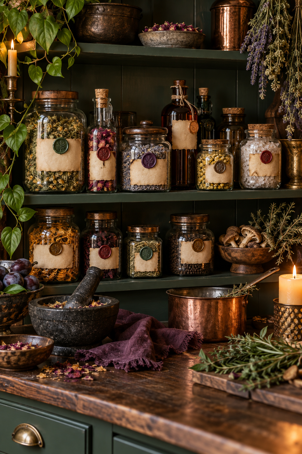 Label a Set of Pantry Potions styled as witchy kitchen decor ideas