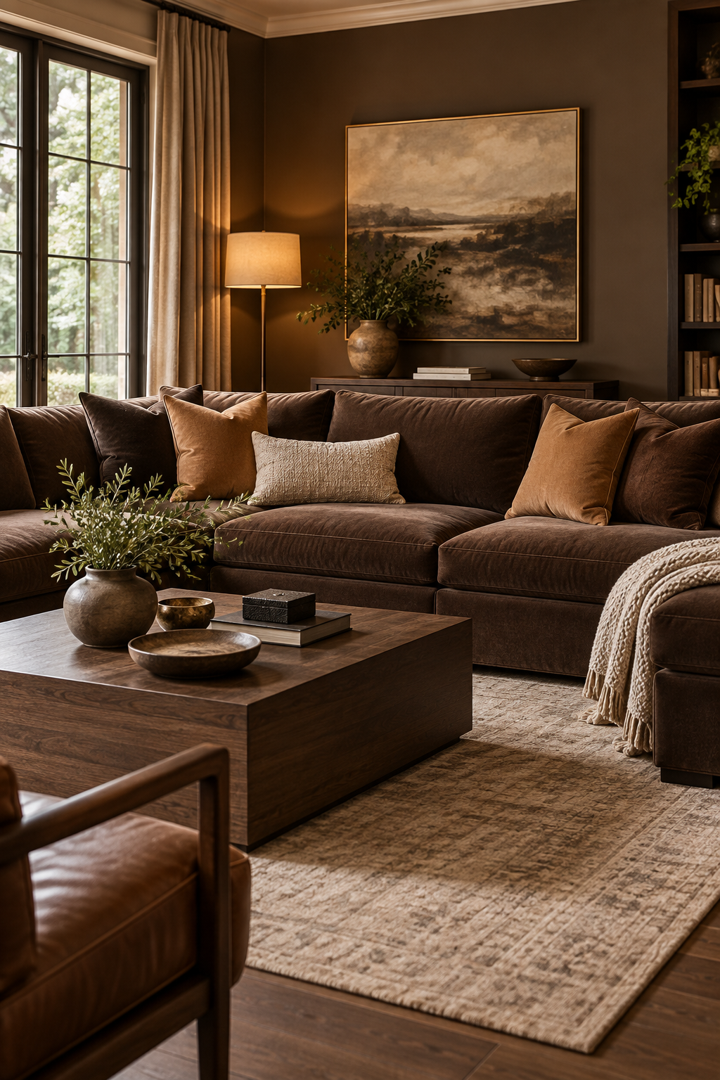 Layer Caramel and Espresso Cushions