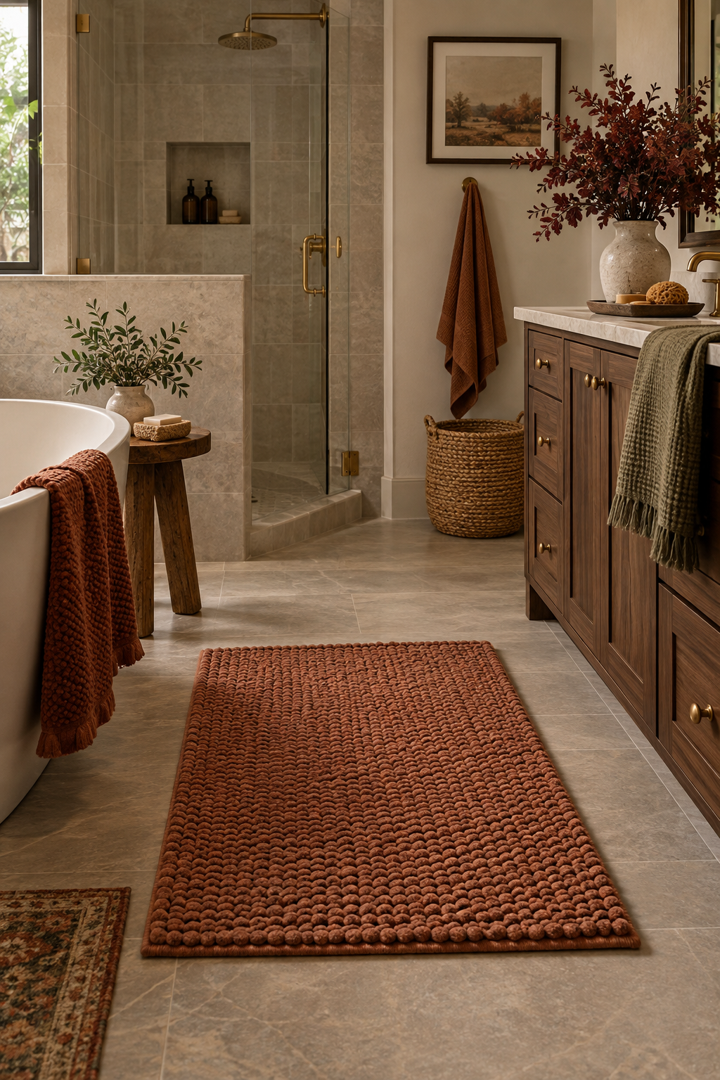 Textured autumn bath mat