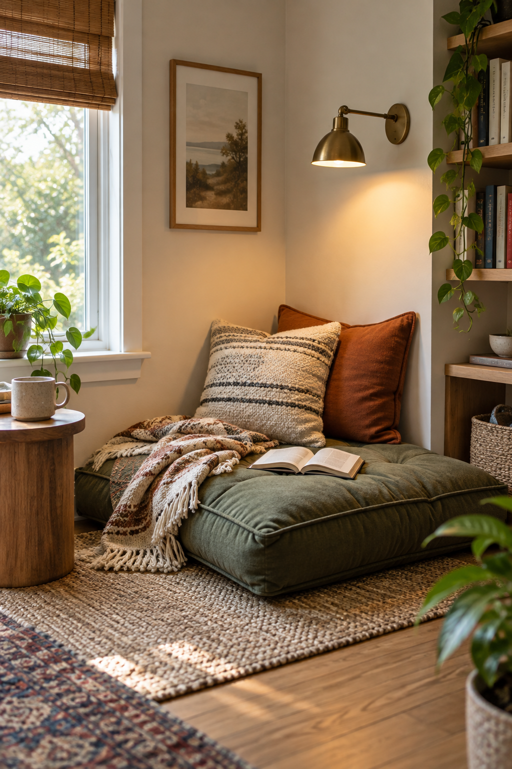 Use a Floor Cushion for a Flexible Nook