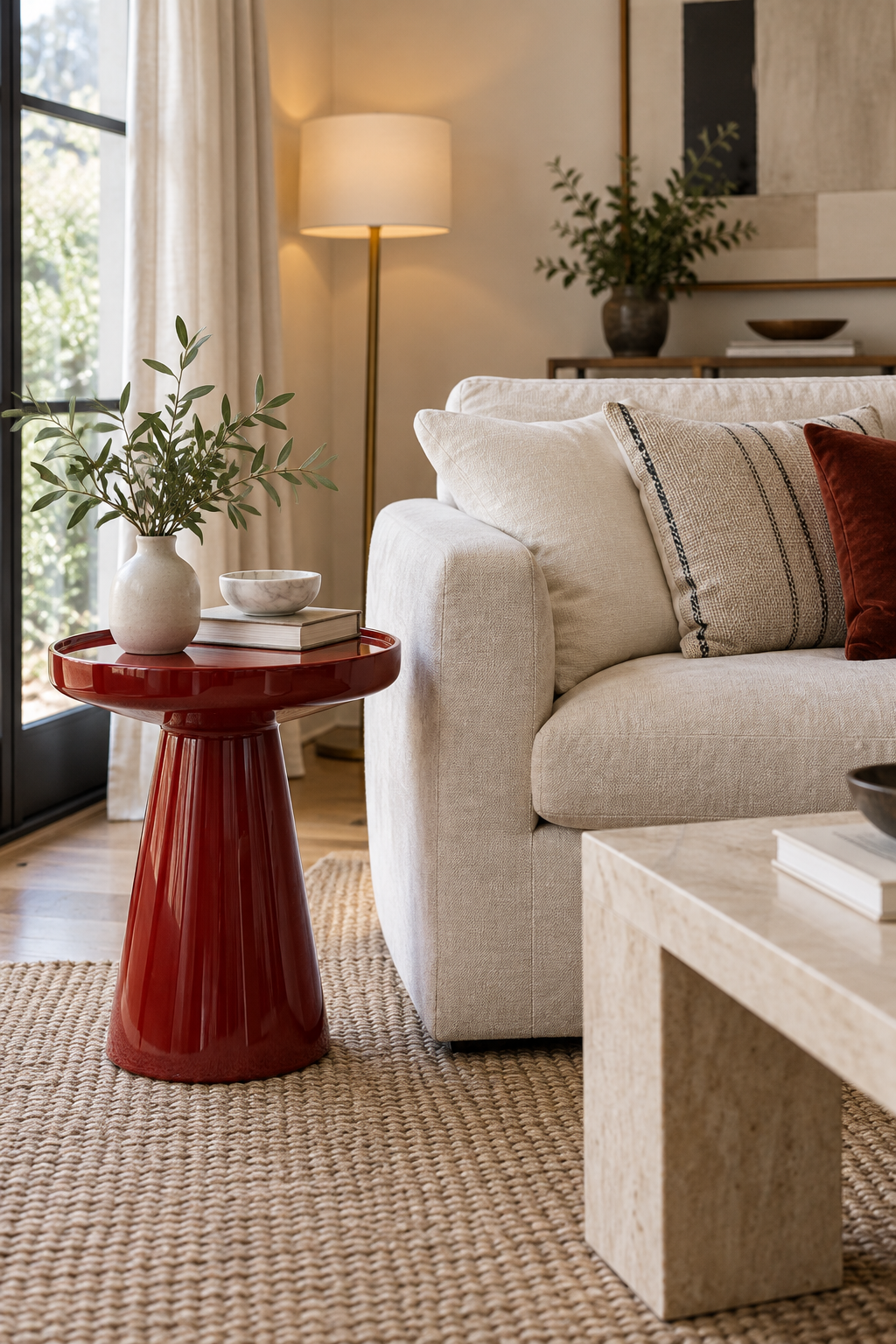 Use a Cherry Red Side Table as Functional Color