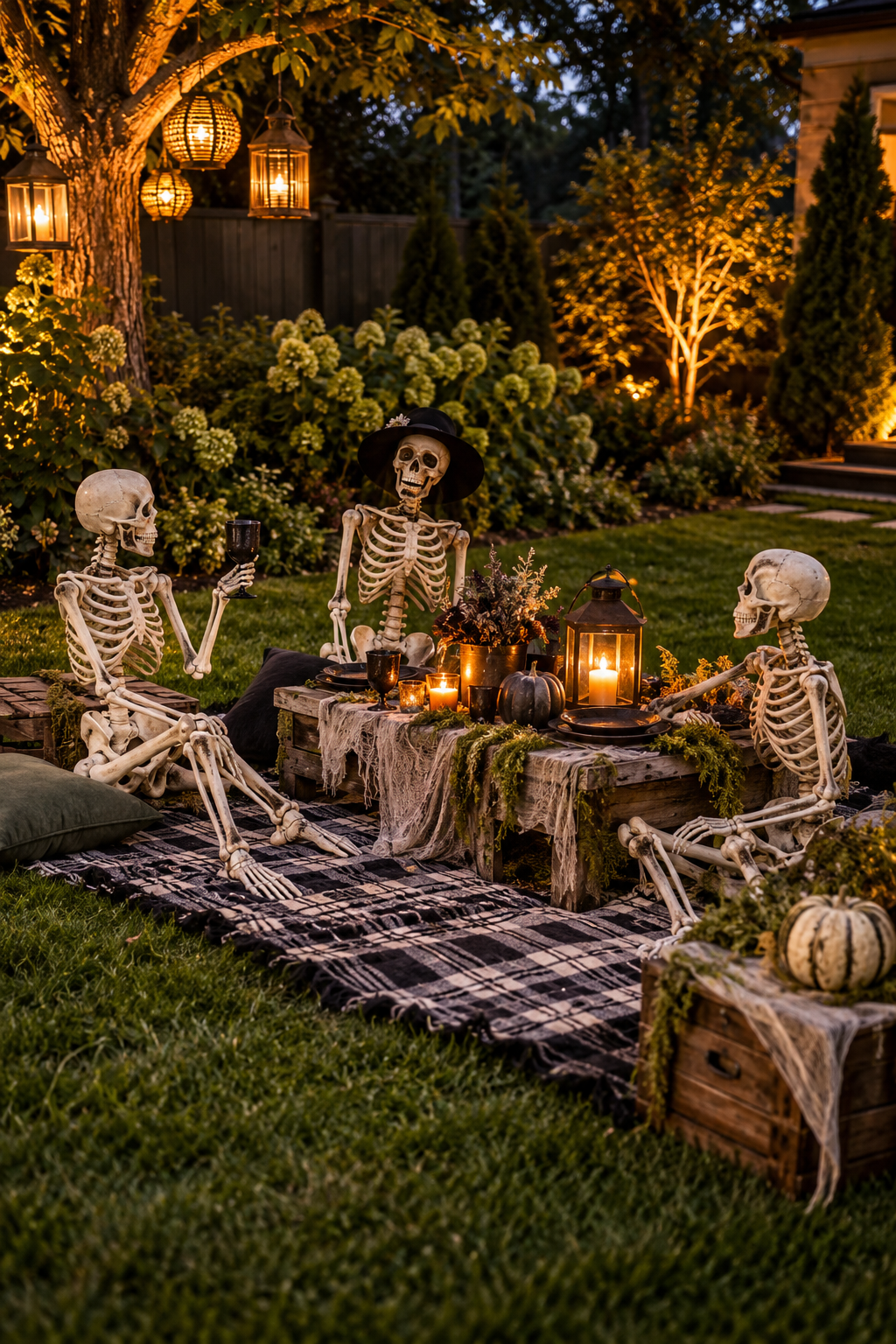 Set Up a Haunted Picnic styled as skeleton yard display ideas