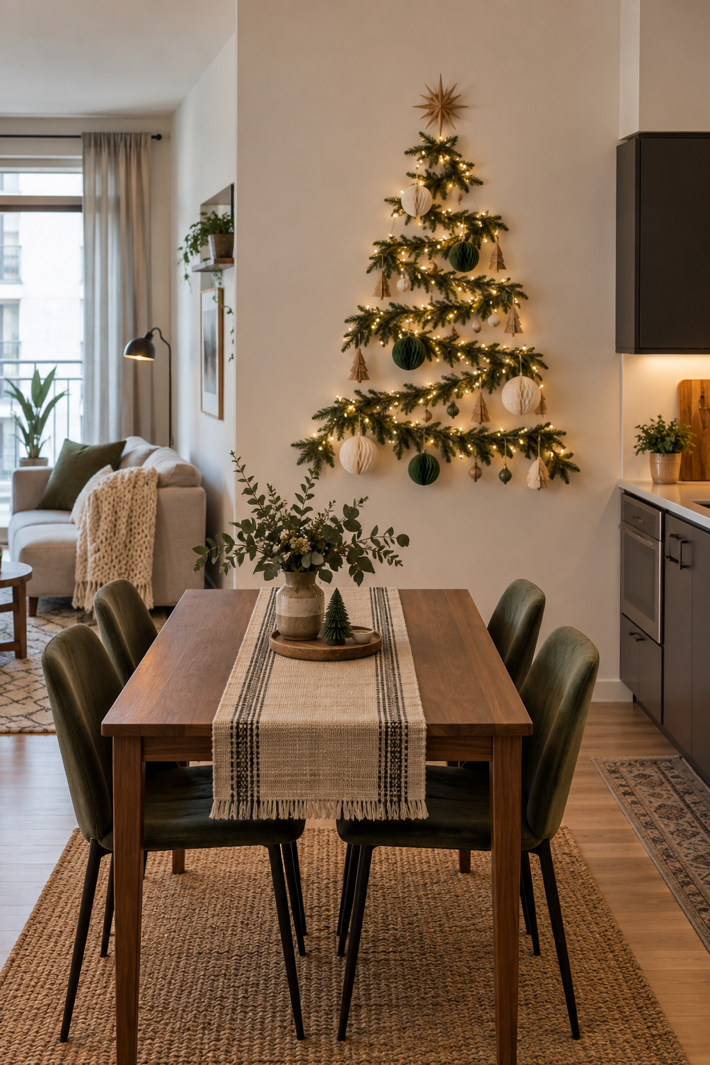 Hang a wall mounted Christmas tree alternative