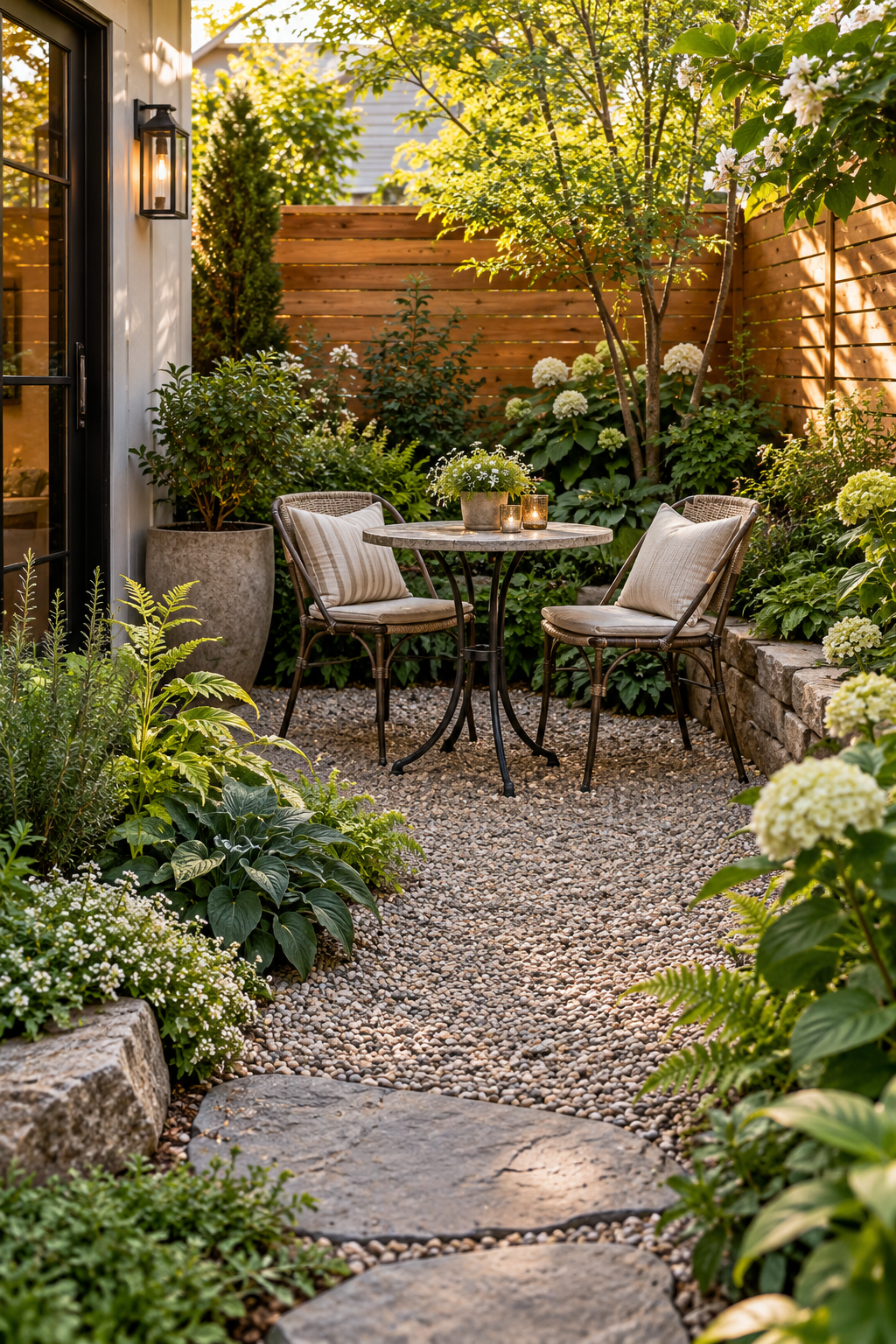 Create a Pocket Patio for Two in a small backyard garden
