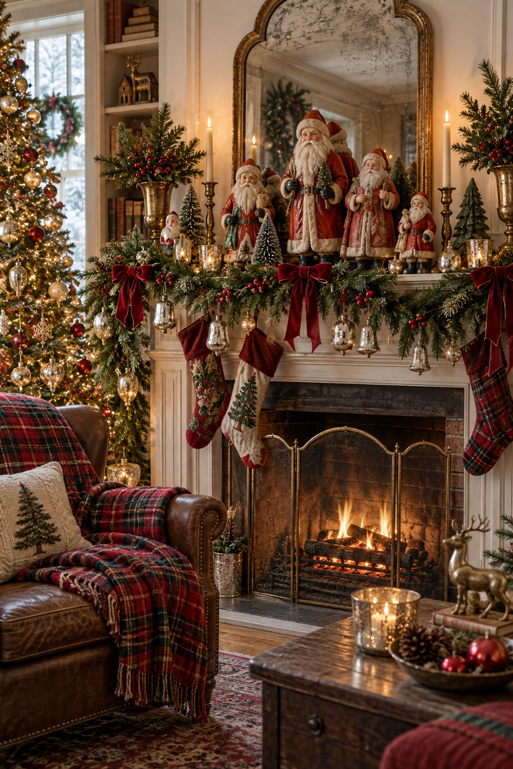 Display Vintage Santa Figures on a Mantel