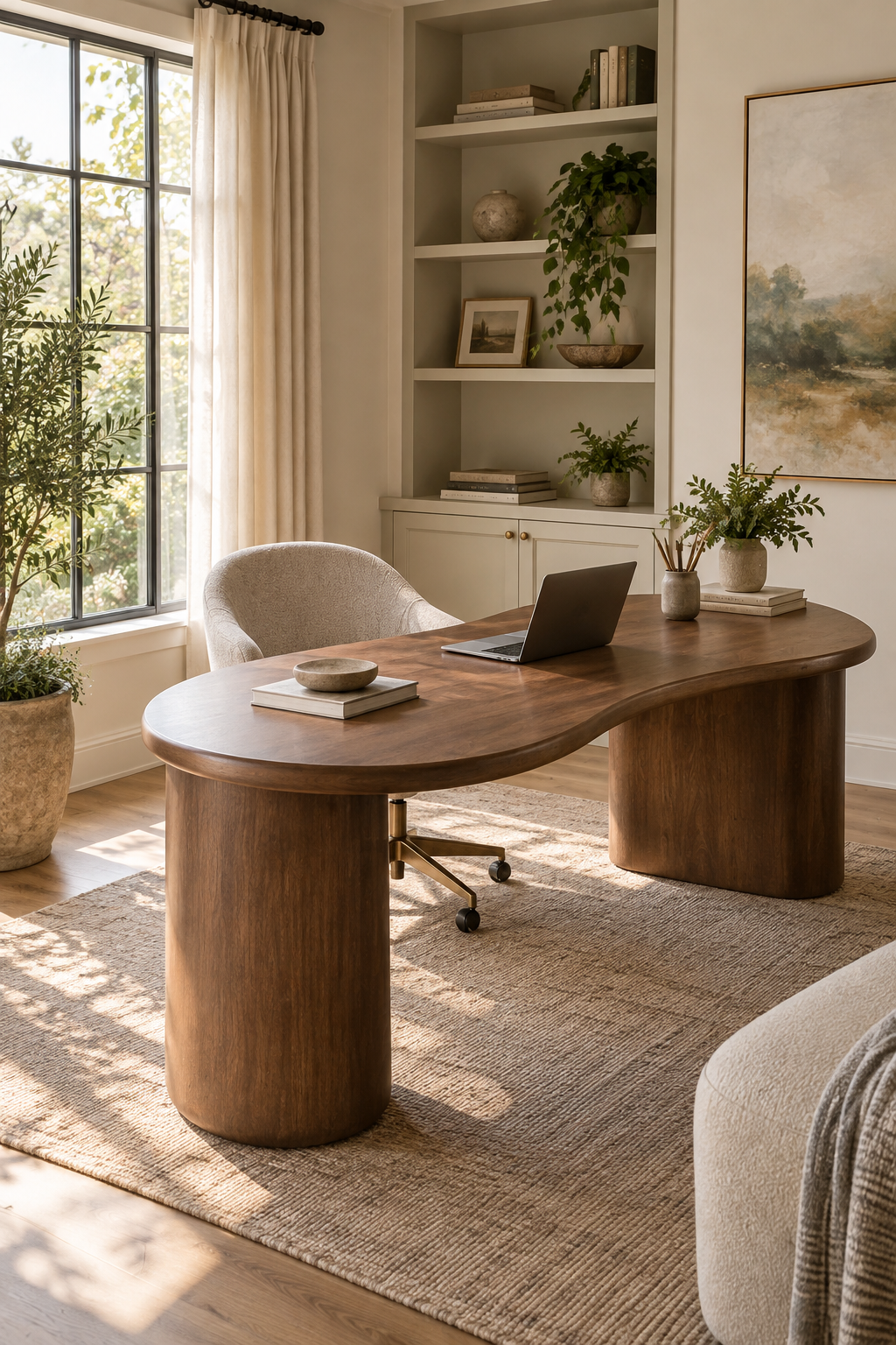 Add a Kidney-Shaped Desk to a Home Office