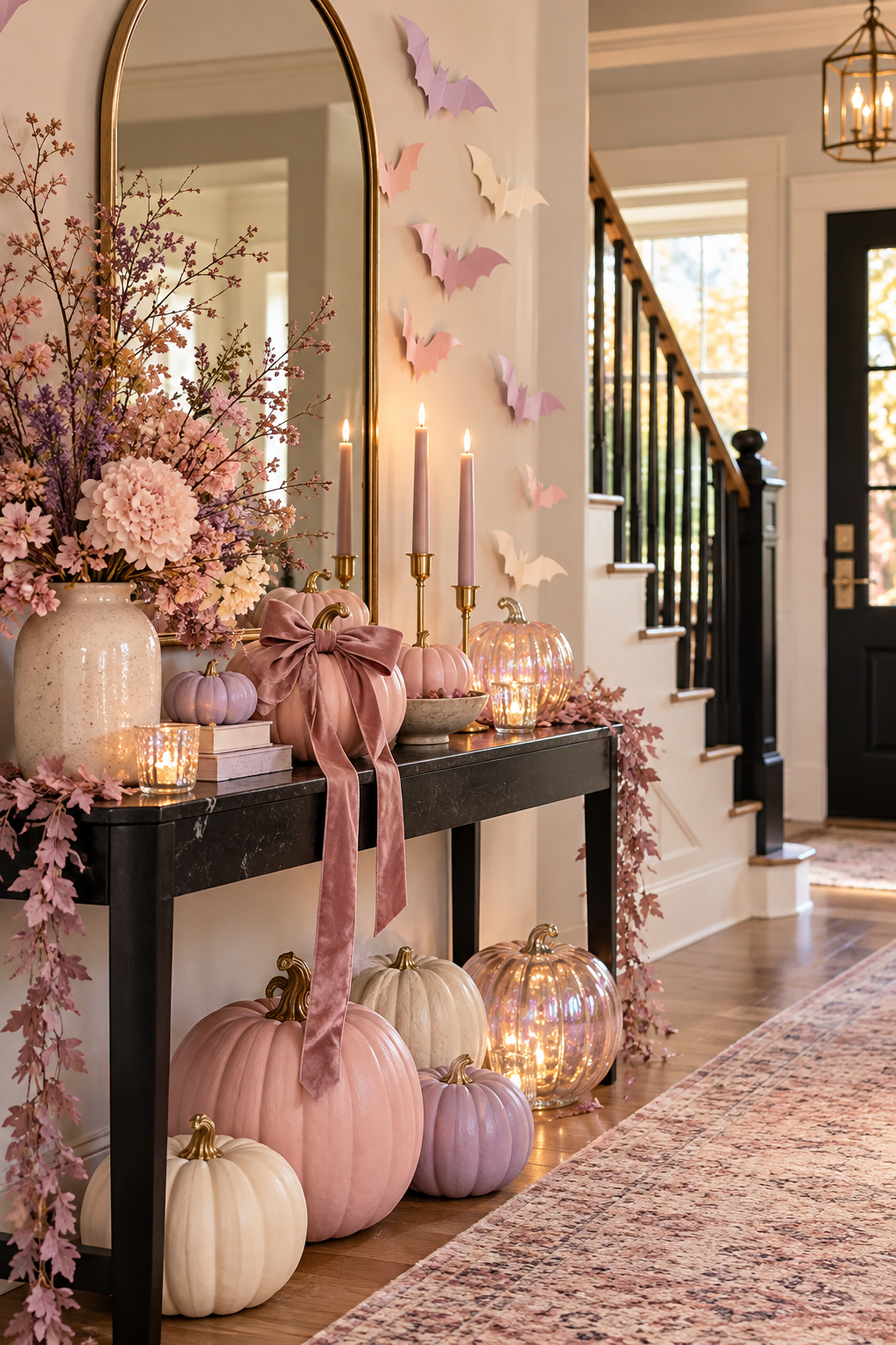 Build a Candy-Colored Entryway styled as pink Halloween decor ideas