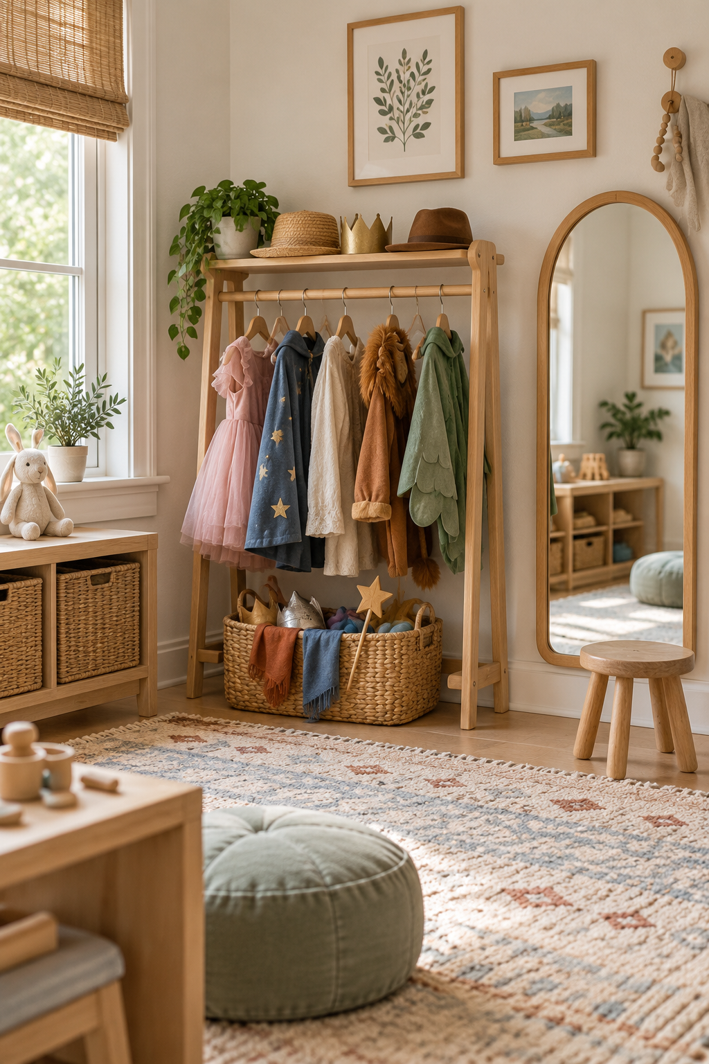 Build a Dress-Up and Role-Play Corner in a stylish screen-free playroom