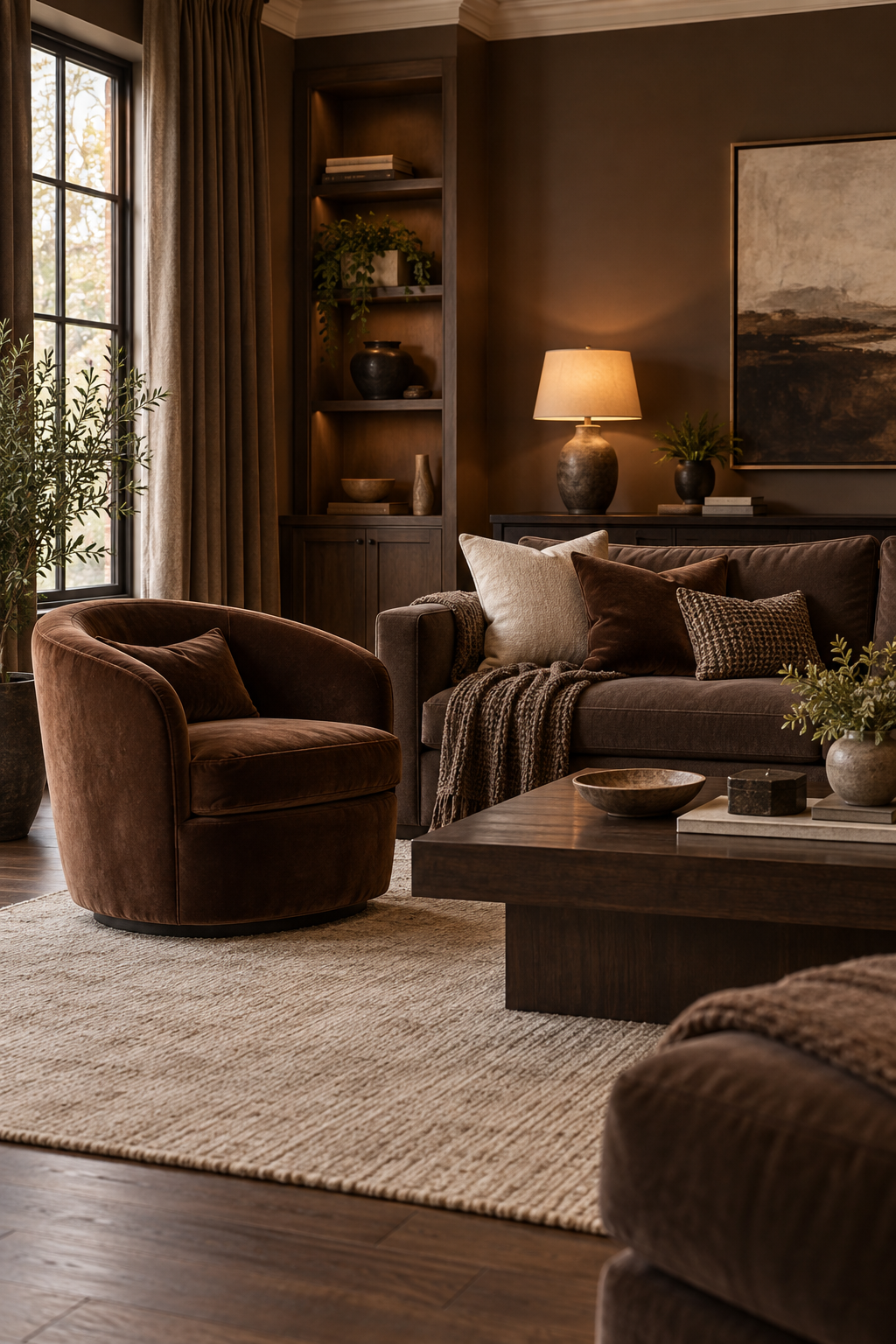 Add a Brown Velvet Accent Chair