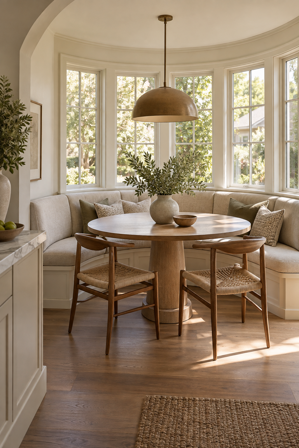 Try a Rounded Banquette in a Dining Nook