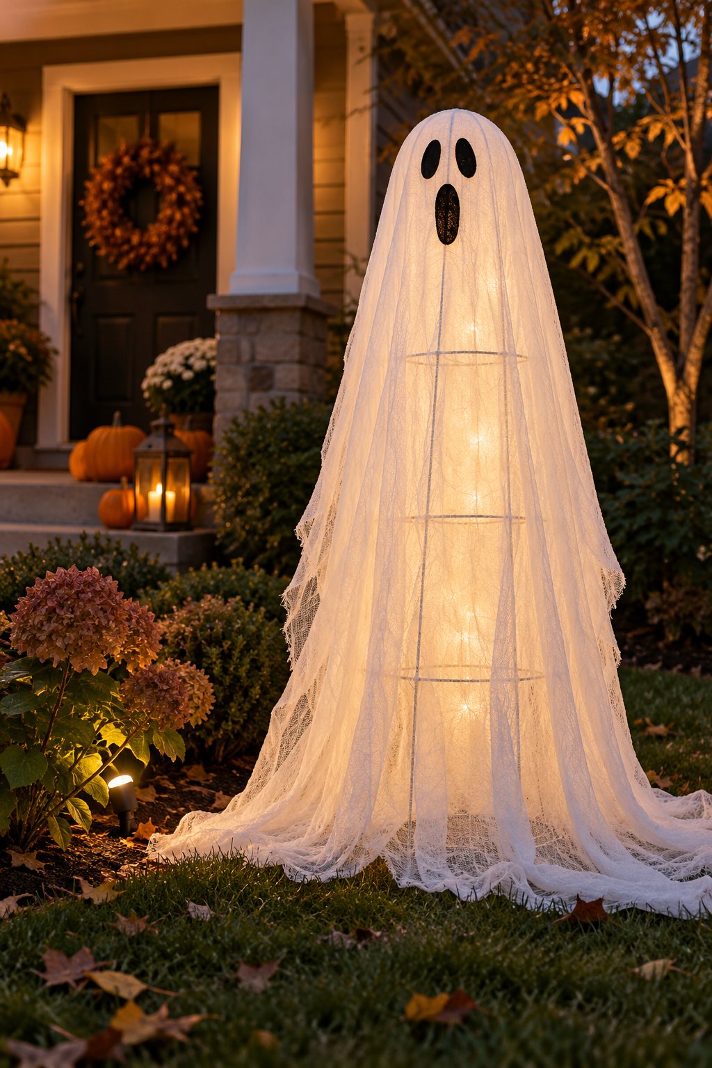 Build a Tomato-Cage Yard Ghost styled as DIY ghost decor ideas