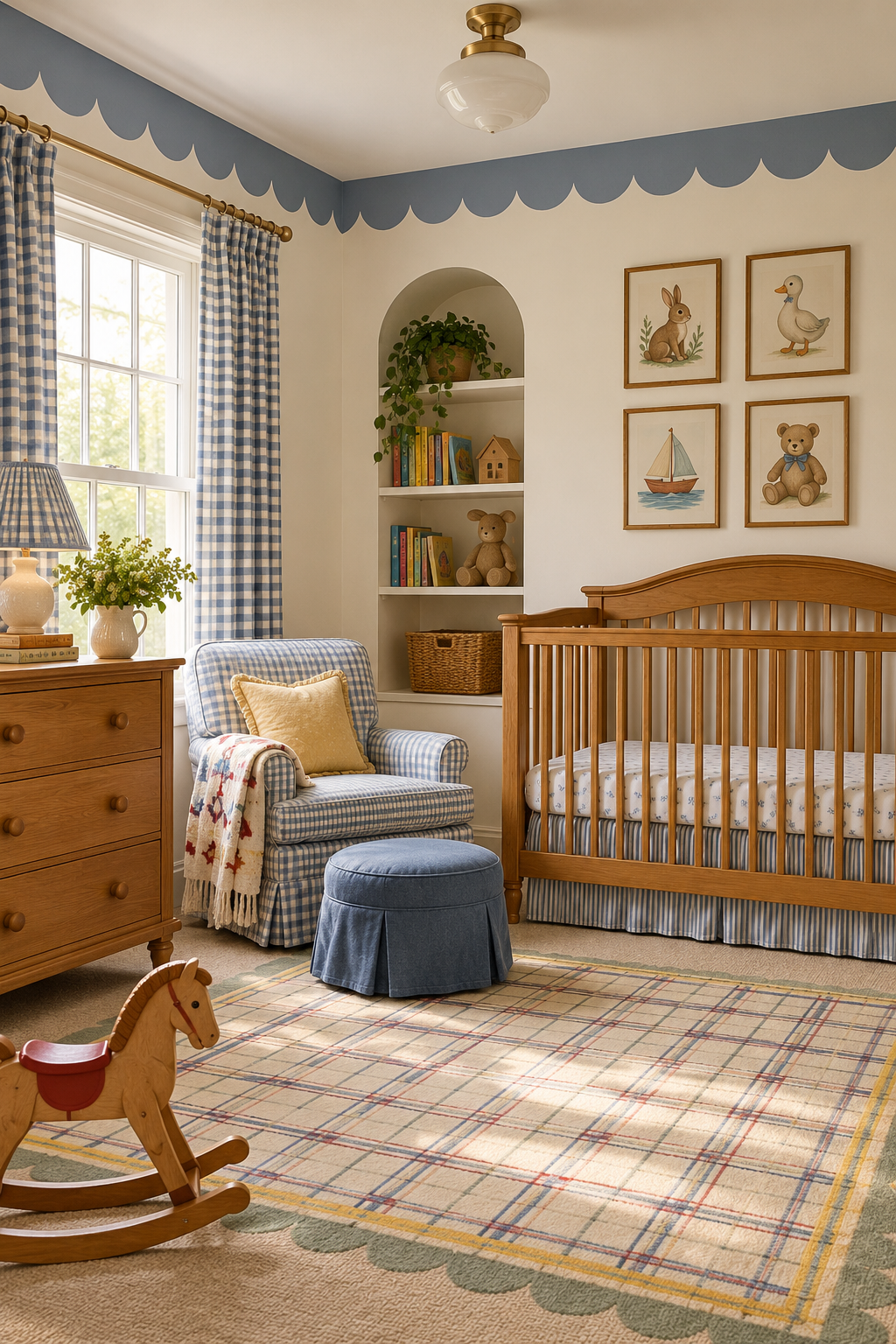 Add a Scalloped Painted Border in a nostalgic 90s-inspired nursery